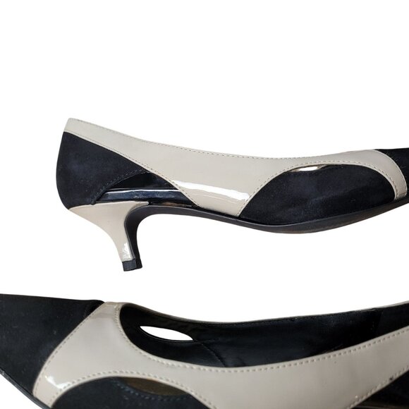 Black & Beige Kitten Heel Pumps By Via Neroli - Picture 14 of 16